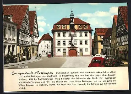 AK Röttingen /Tauber, Marktplatz mit Rathaus