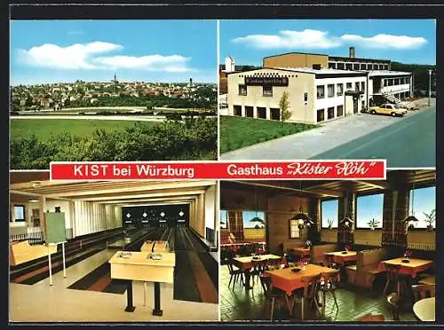 AK Kist bei Würzburg, Gesamtansicht, Gasthaus Kister Höh H. Felix mit Kegelbahn