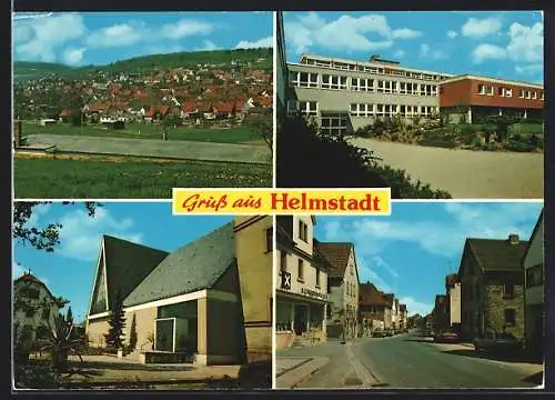 AK Helmstadt / Bayern, Kirche, Ortsansicht, Strassenpartie