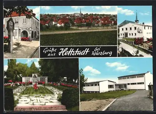 AK Hettstadt, Kriegerdenkmal, Ortsansicht