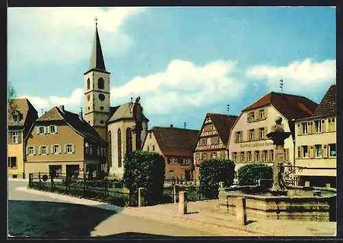 AK Aub / Unterfranken, Gasthaus Goldenes Lamm am Marktplatz