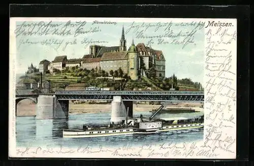 AK Meissen, Dampfer Meissen vor der Albrechtsburg