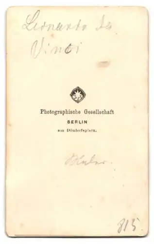 Fotografie Photographische Gesellschaft, Berlin, Portrait Leonardo da Vinci, Maler, nach einem Gemälde