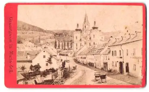 Fotografie Nicolaus Kuss, Mariazell, Ansicht Mariazell, Blick in die Grazergasse mit Basilika