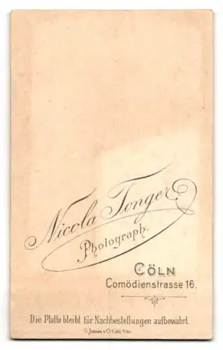 Fotografie N. Tonger, Cöln a. Rh., Comödienstr. 16, junge Frau im hellen Kleid nebst Herr im Anzug