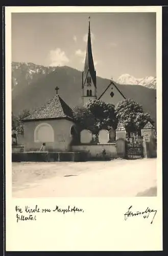 Foto-AK Hans Hruschka Nr. 41: Mayrhofen, Partie an der Kirche