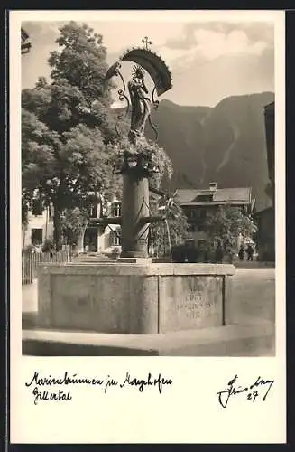 Foto-AK Hans Hruschka Nr. 27: Mayrhofen, Partie am Marienbrunnen