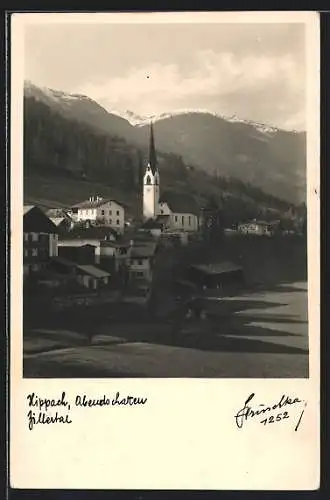 Foto-AK Hans Hruschka Nr. 1252: Hippach, Kirche im Abendschatten