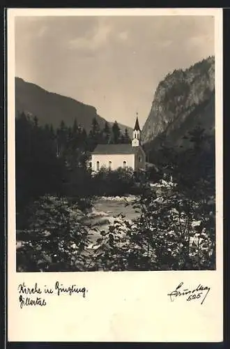 Foto-AK Hans Hruschka Nr.525: Ginzling im Zillertal, Die Kirche in Ginzling