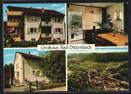 AK Bad Ditzenbach, Die Pension Haus Moser, mit Innenansicht, Brunnenwiesenstr. 7, Gesamtansicht