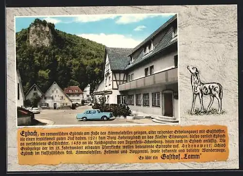 AK Eybach bei Geislingen, Ortspartie am Gasthaus zum Lamm mit dem Himmelsfelsen