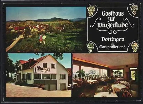 AK Dottingen / Münsingen, Das Gasthaus zur Winzerstube, mit Innenansicht