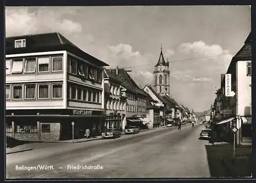 AK Balingen, Partie in der Friedrichstrasse mit Blick zur Kirche