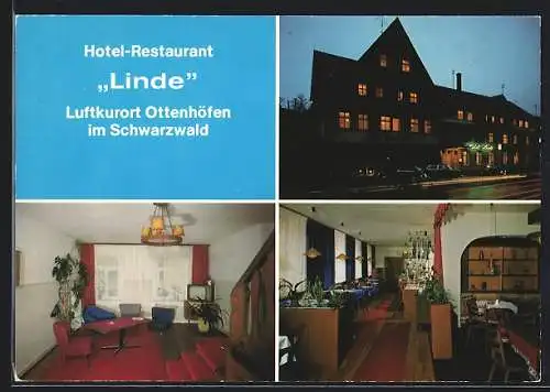 AK Ottenhöfen im Schwarzwald, Hotel-Restaurant Linde, Gesellschaftsraum und Gaststube, Inh. Helmut Klotz