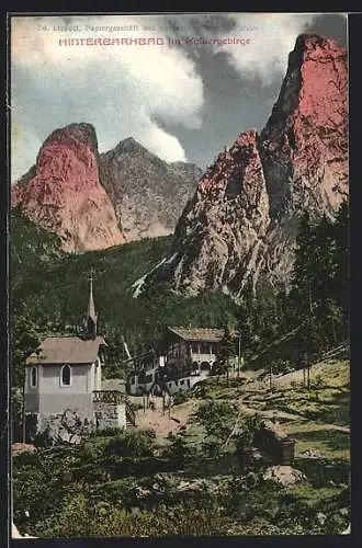 AK Kufstein, Hinterbärenbad im Kaisergebirge mit Kapelle