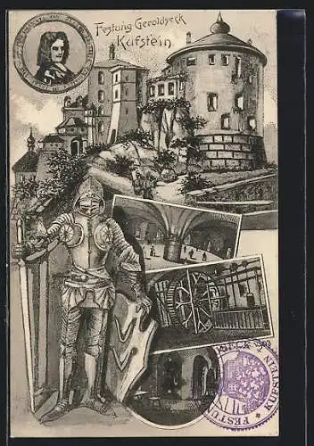 Künstler-AK Kufstein, Festung Geroldseck, Innenansichten