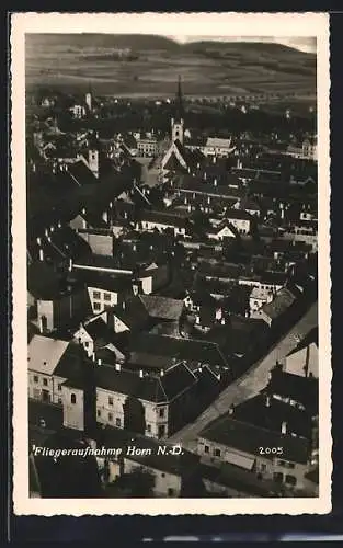 AK Horn /N.-D., Teilansicht mit Kirche, Fliegeraufnahme
