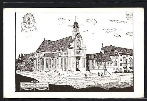 AK Graz, St. Franz Xaxer Kirchenneubau in der Heinrichstrasse