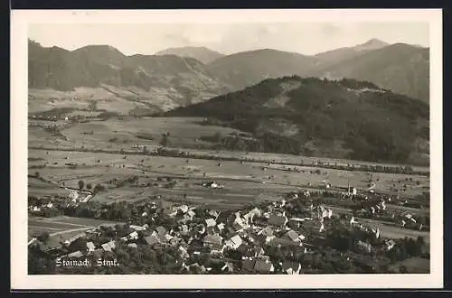 AK Stainach /Stmk., Ortsansicht mit Bergpanorama aus der Vogelschau