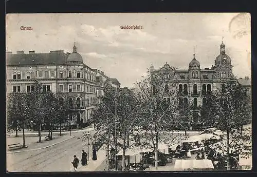 AK Graz, Geidorfplatz aus der Vogelschau