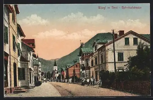 AK Wörgl in Tirol, Blick in die Bahnhofstrasse