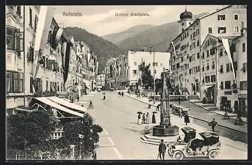 AK Kufstein, Strassenpartie am unteren Stadtplatz