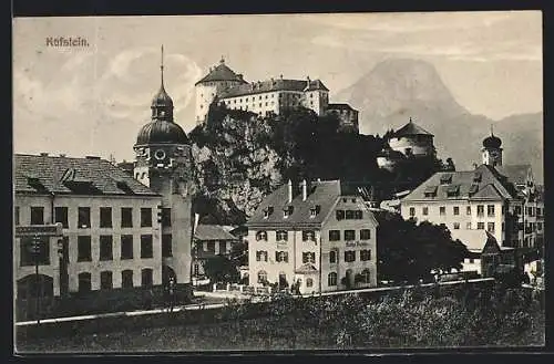 AK Kufstein, Gasthof Burhauer und Blick auf die Burg