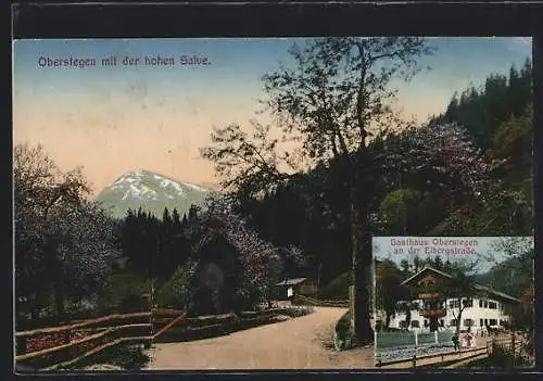 AK Söll /Tirol, Gasthaus Oberstegen an der Eibergstrasse, Hohe Salve