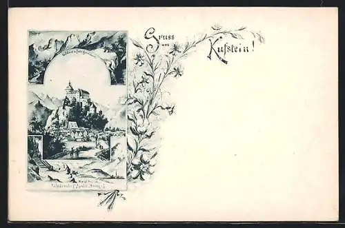 AK Kufstein, Ortsansicht mit Feste Geroldseck