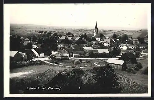 AK Rohrbach bei Ziersdorf, Ortsansicht aus der Vogelschau
