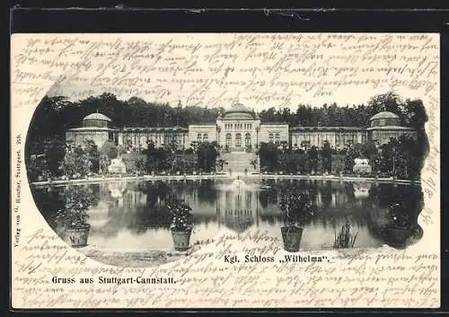 AK Stuttgart-Cannstatt, Kgl. Schloss Wilhelma mit Wasserbecken