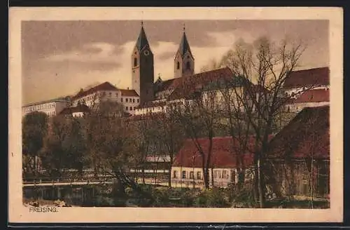 AK Freising, Ortspartie mit Kirche