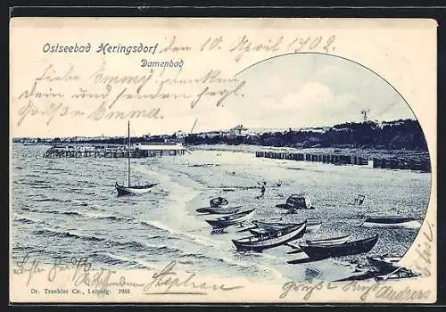 AK Heringsdorf / Ostseebad, Damenbad mit Booten