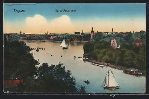 AK Berlin-Treptow, Panorama mit Spree