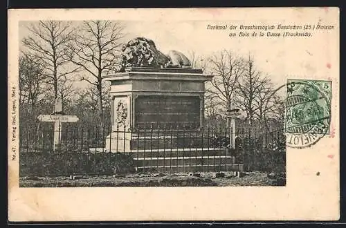 AK Gravelotte, Bois de la Cusse, Denkmal der Grossherzoglich Hessischen 25. Division