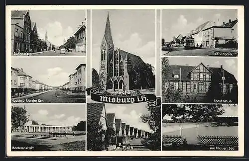 AK Misburg i. H., Gustav-Bratke-Strasse, Bahnhofstrasse, Forsthaus, am Flöth