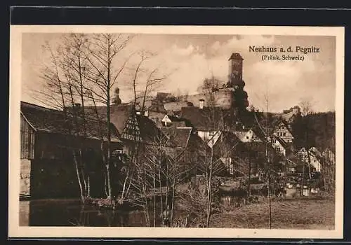 AK Neuhaus a. d. Pegnitz, Ortspartie mit Blick auf die Burg