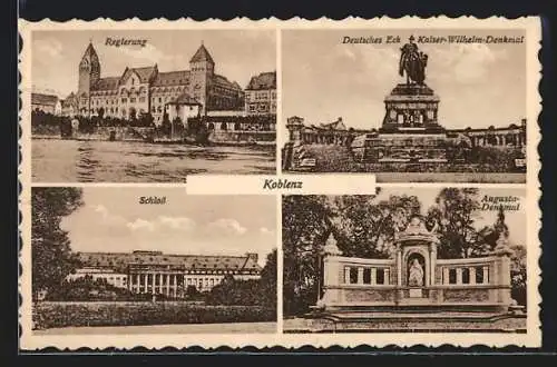 AK Koblenz, Regeirung, Schloss, Deutsches Eck und Augusta-Denkmal