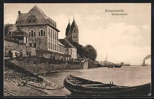 AK Kaiserswerth, Rheinansicht mit Kirche