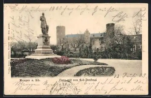 AK Kempen a. Rh., Burg mit von Loè-Denkmal