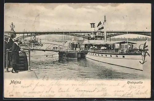 AK Mainz, Dampfer auf dem Rhein