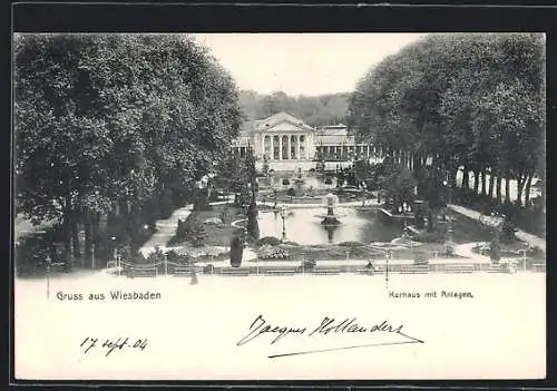 AK Wiesbaden, Kurhaus mit Anlagen