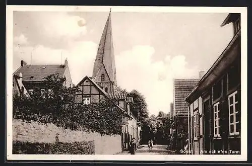 AK Soest, Strassenpartie am schiefen Turm