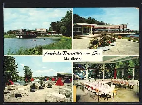 AK Mahlberg / Baden, Autobahn-Raststätte am See, verschiedene Motive, Innenansicht