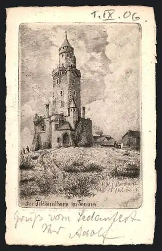 Künstler-AK Feldberg /Taunus, Partie am Feldbergturm