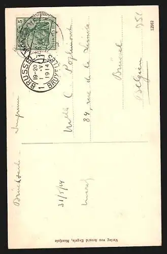 AK Montjoie, Ortspartie mit Brücke