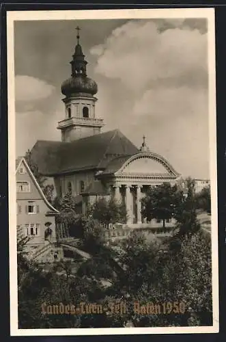 AK Aalen, Die Salvatorkirche, Karte zum Landes-Turn-Fest 1950