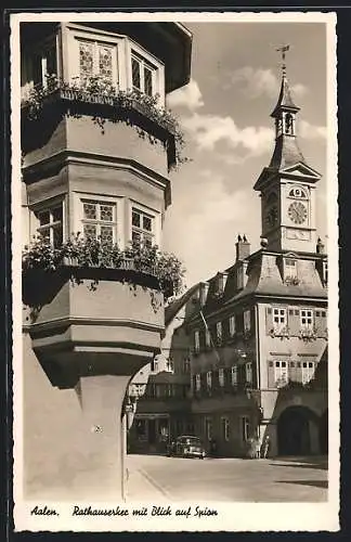 AK Aalen, Rathauserker mit Blick auf Spion