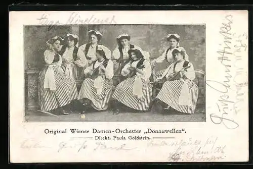 AK Original Wiener Damenorchester Donauwellen, Dir. Paula Goldstein