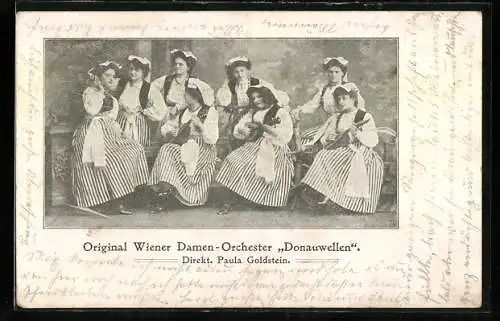 AK Original Wiener Damenorchester Donauwelle, Dir. Paula Goldstein